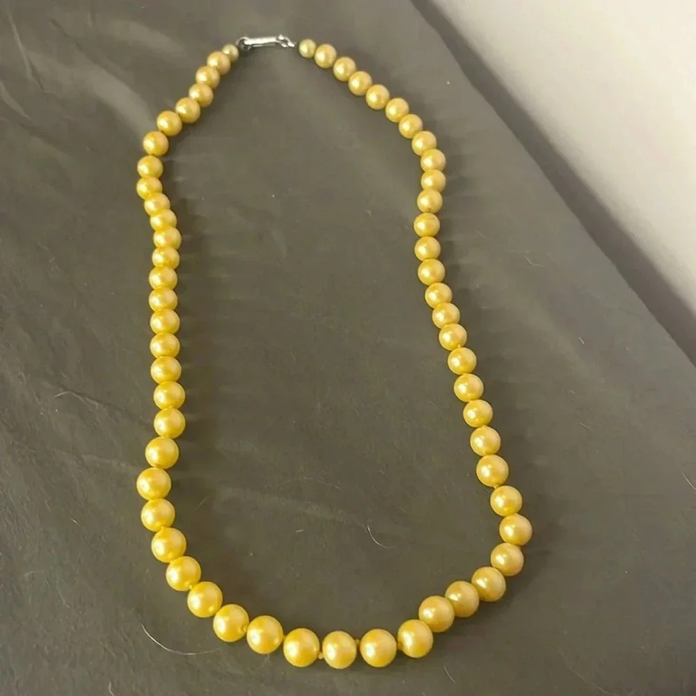 Vintage Japan stamped Faux Cream  , individually knotted Pearls necklace